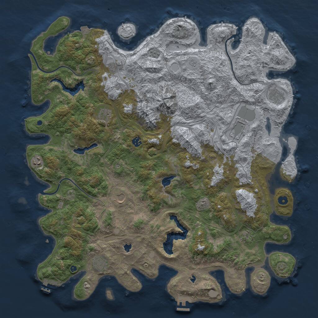 Rust Map: Procedural Map, Size: 5000, Seed: 13847377, 16 Monuments