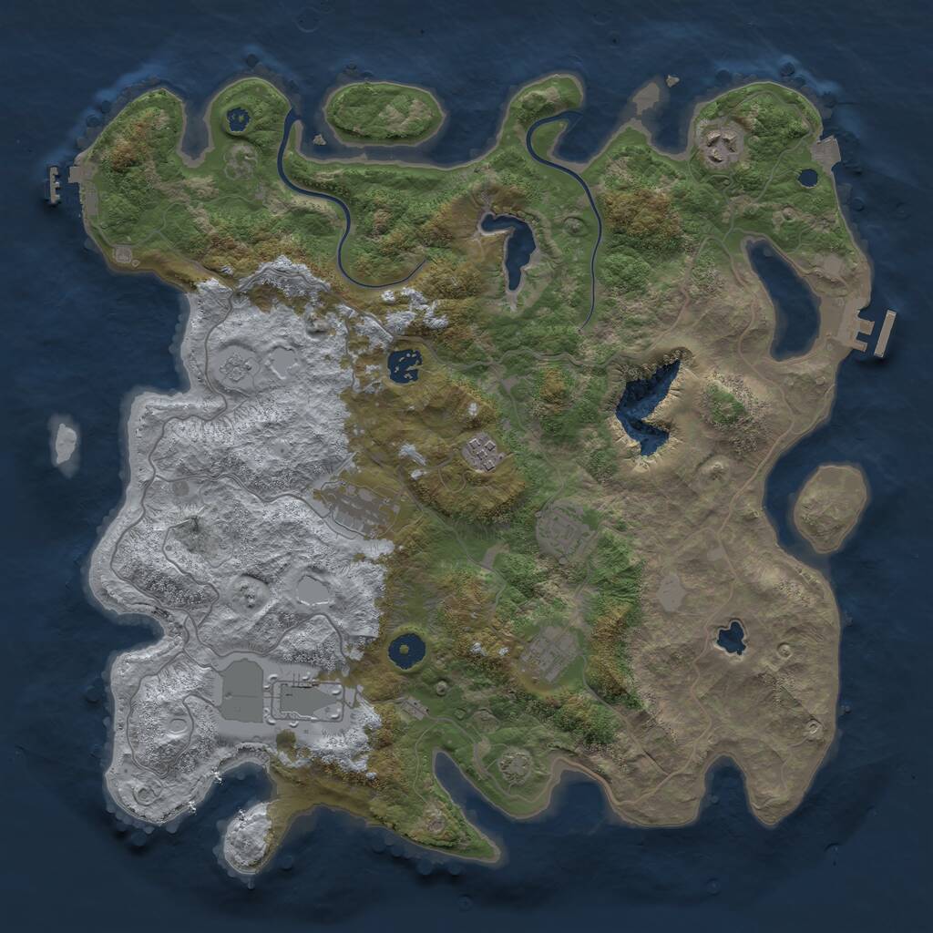 Rust Map: Procedural Map, Size: 4000, Seed: 534235, 12 Monuments