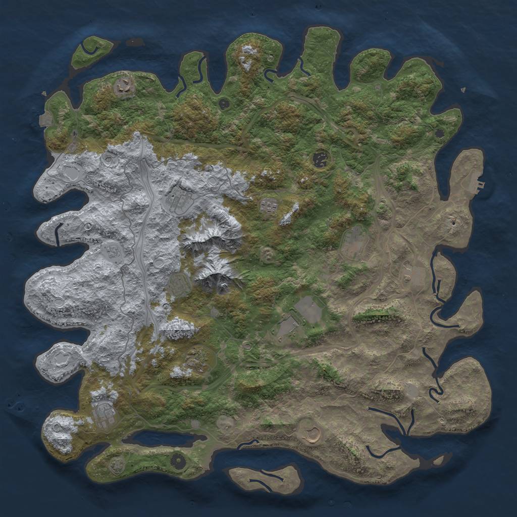 Rust Map: Procedural Map, Size: 5000, Seed: 824757399, 18 Monuments