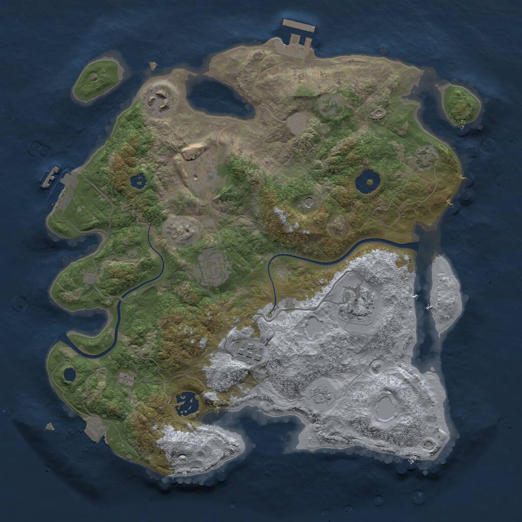 Rust Map: Procedural Map, Size: 3250, Seed: 134763943, 12 Monuments