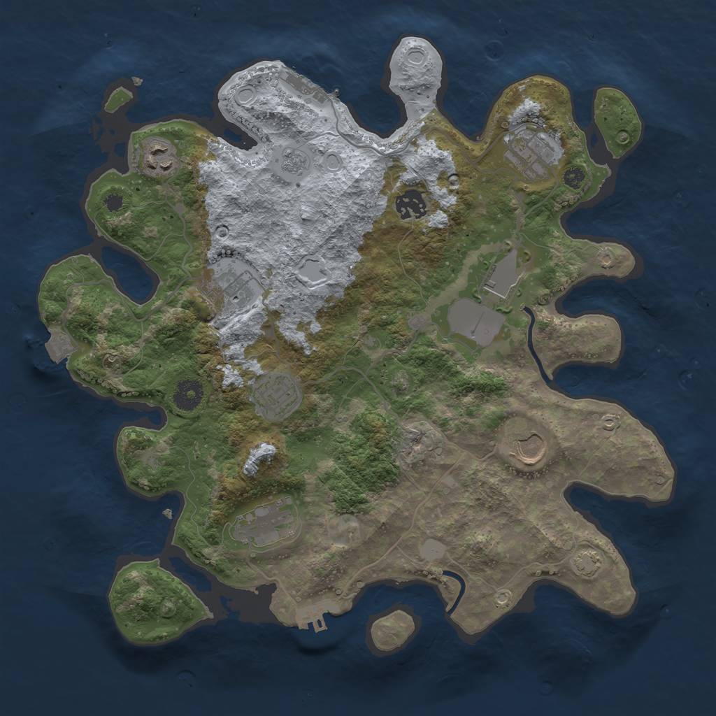Rust Map: Procedural Map, Size: 3500, Seed: 8206972, 15 Monuments