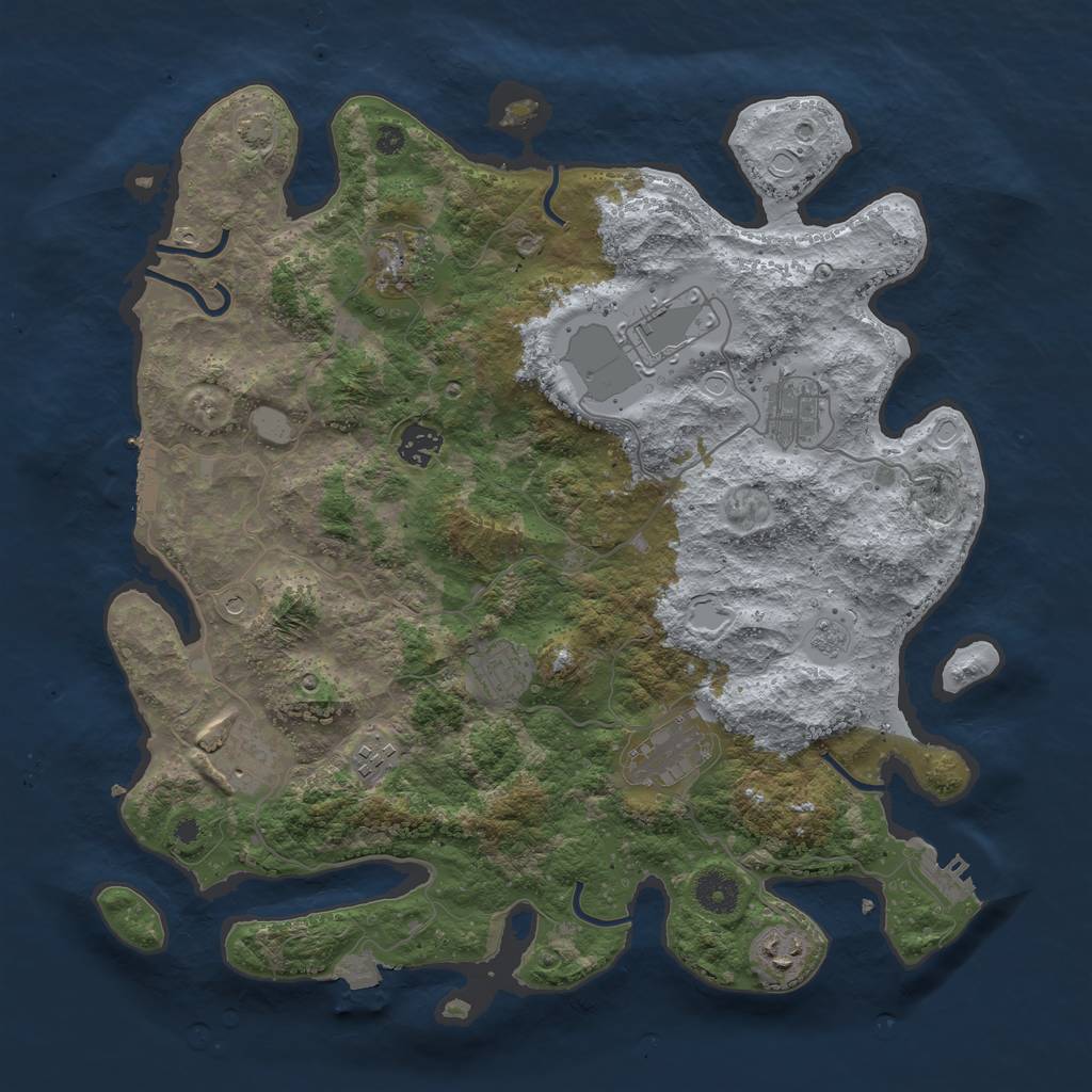 Rust Map: Procedural Map, Size: 3850, Seed: 1563285548, 17 Monuments