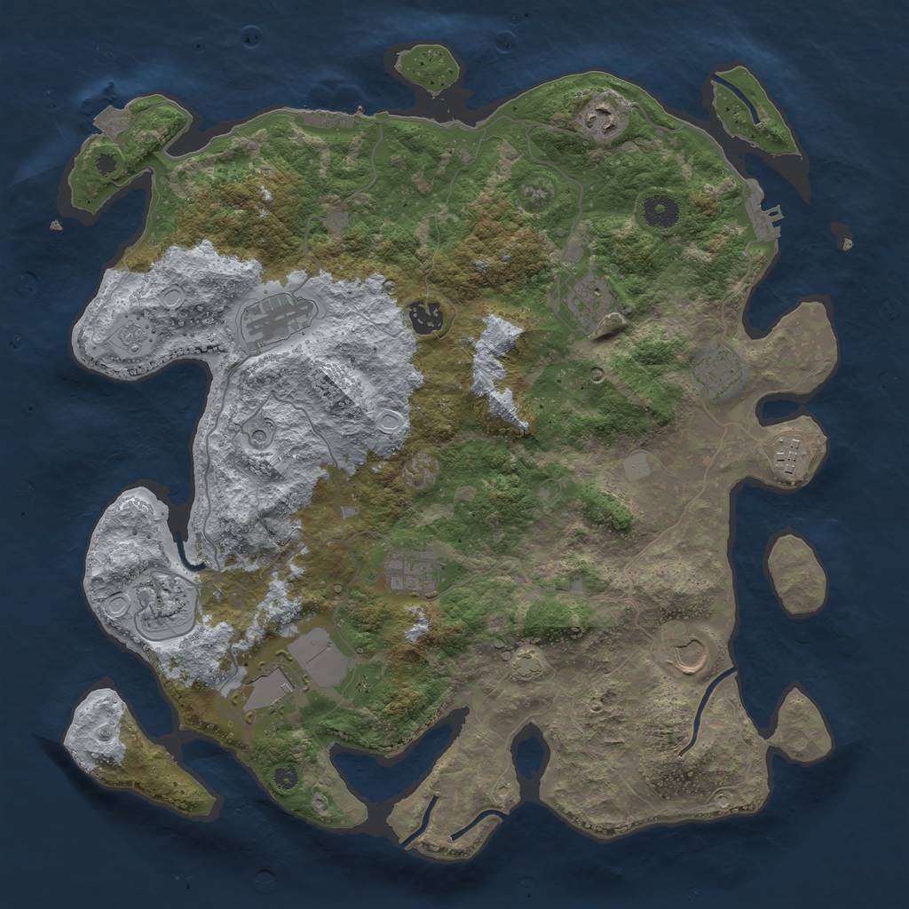 Rust Map: Procedural Map, Size: 3950, Seed: 19618932, 18 Monuments