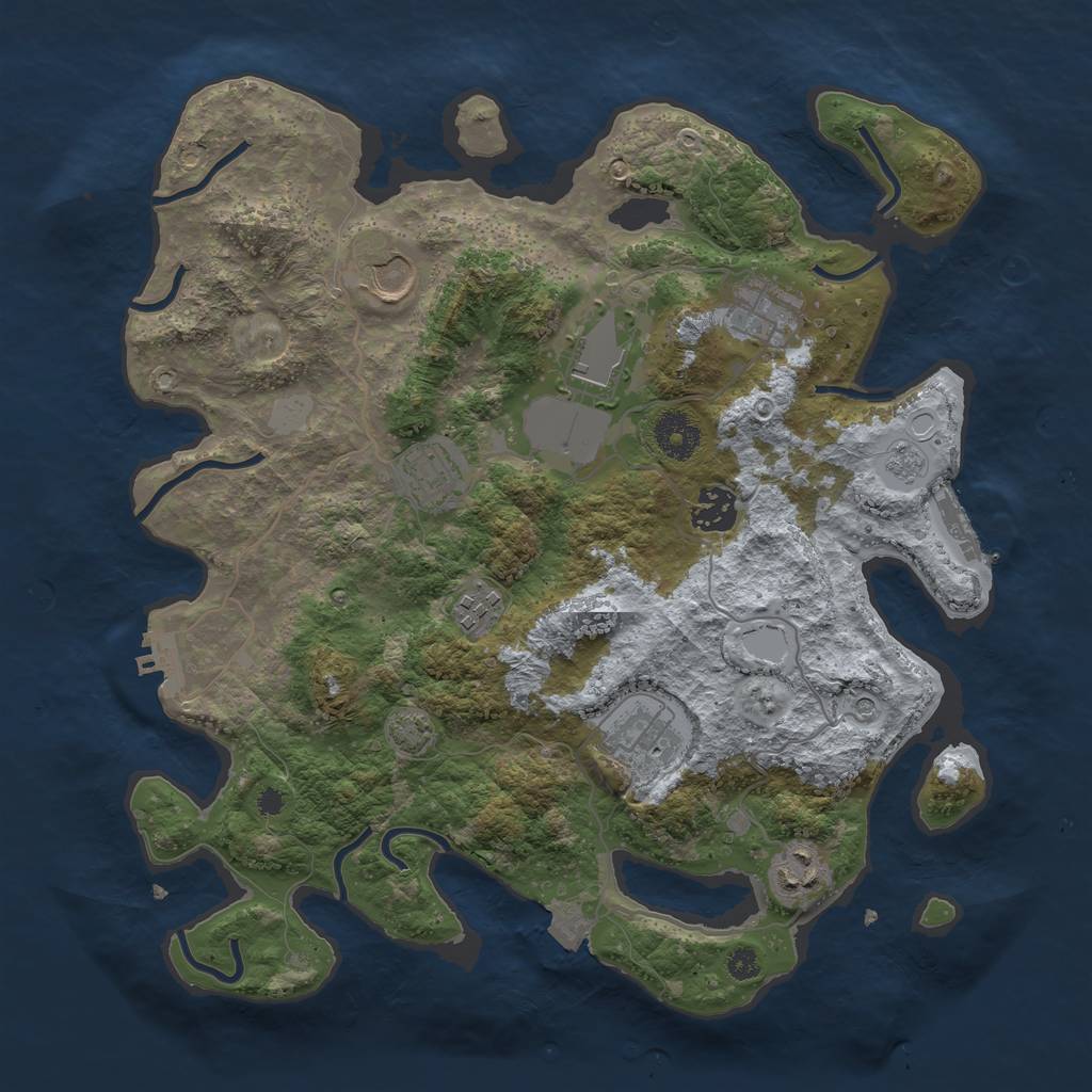 Rust Map: Procedural Map, Size: 3500, Seed: 809042500, 16 Monuments