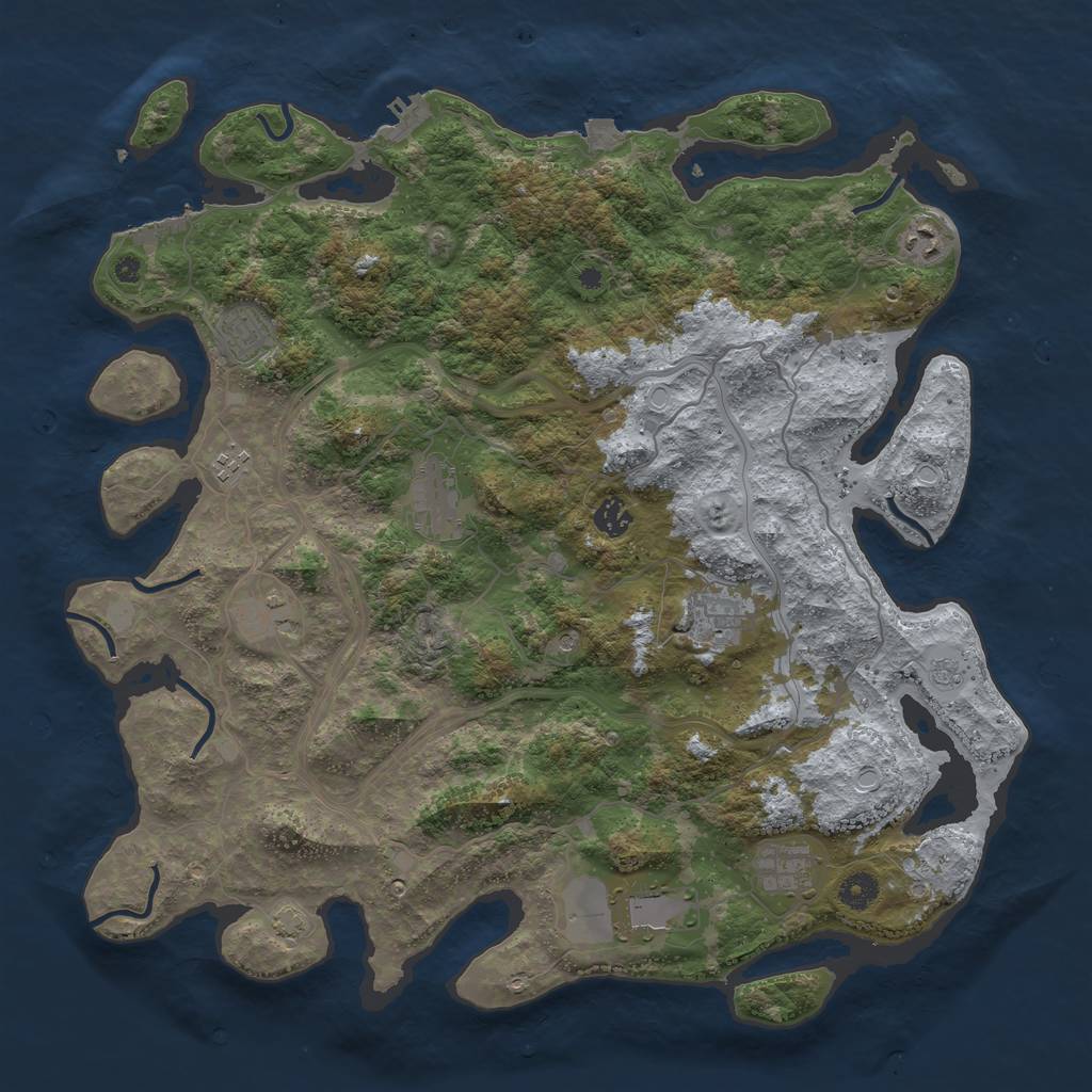Rust Map: Procedural Map, Size: 4300, Seed: 70786946, 17 Monuments