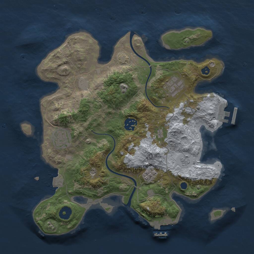 Rust Map: Procedural Map, Size: 3000, Seed: 253757188, 10 Monuments