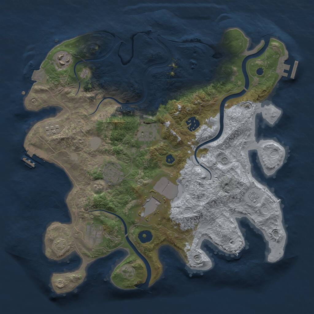 Rust Map: Procedural Map, Size: 3500, Seed: 882327350, 13 Monuments