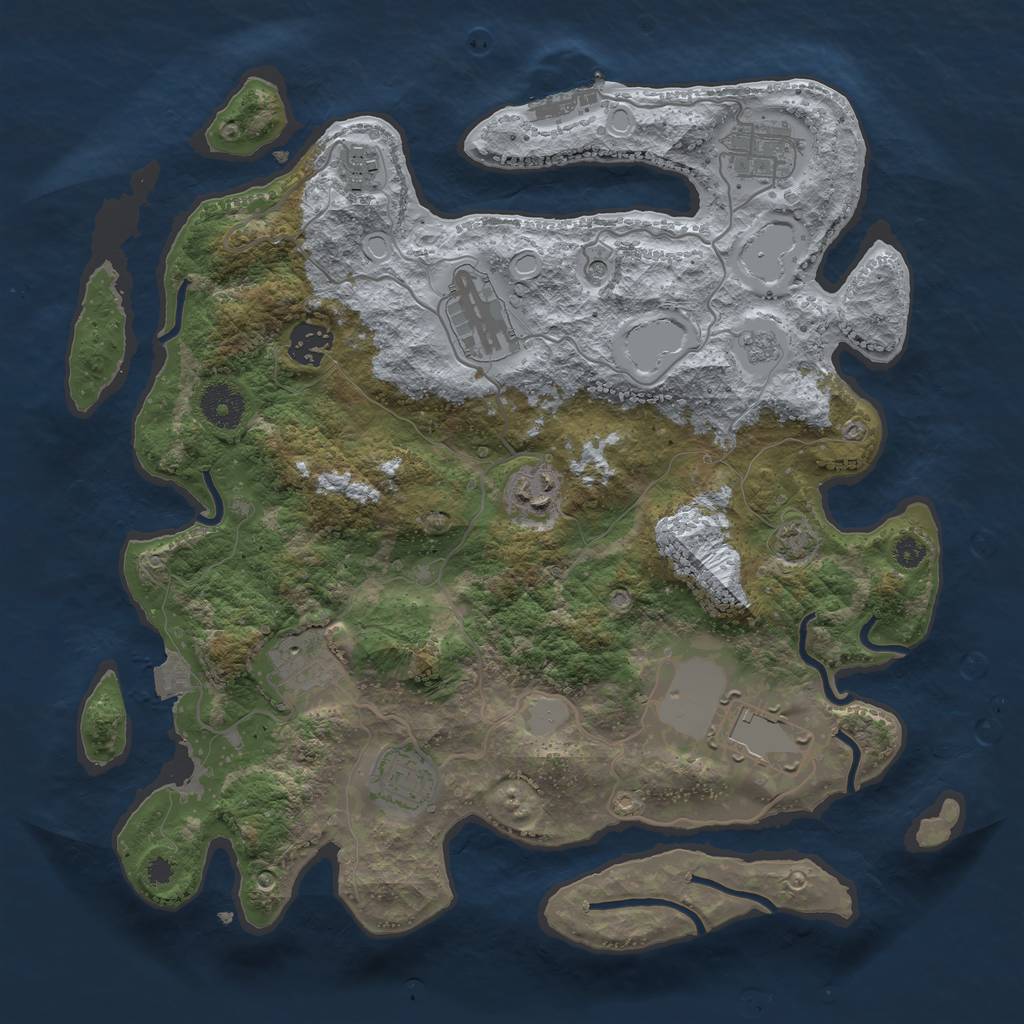 Rust Map: Procedural Map, Size: 3500, Seed: 1755650401, 15 Monuments