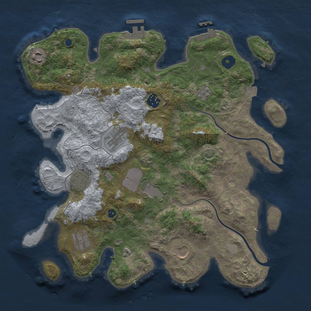 Rust Map: Procedural Map, Size: 3600, Seed: 24289743, 14 Monuments