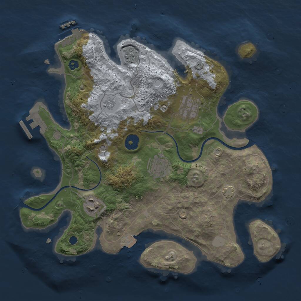 Rust Map: Procedural Map, Size: 3000, Seed: 15738, 10 Monuments