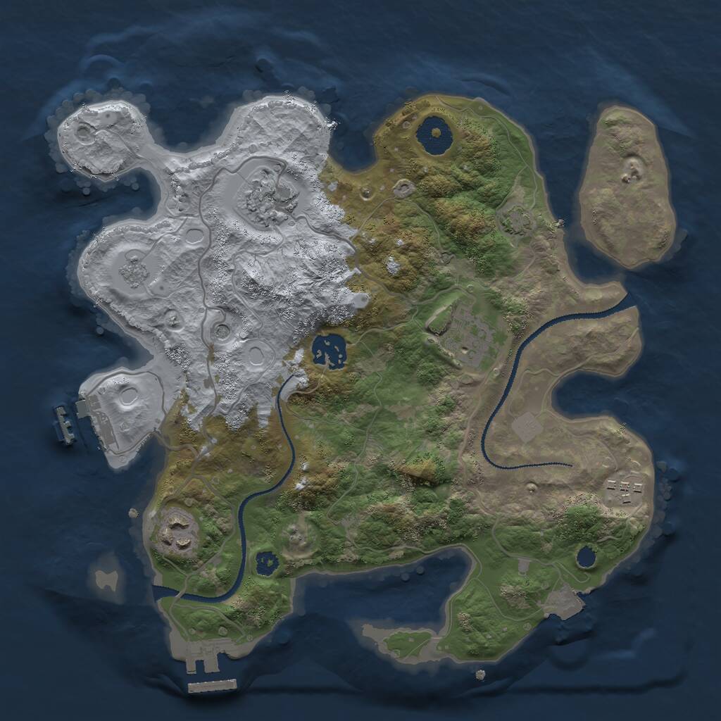Rust Map: Procedural Map, Size: 3000, Seed: 1082036393, 11 Monuments