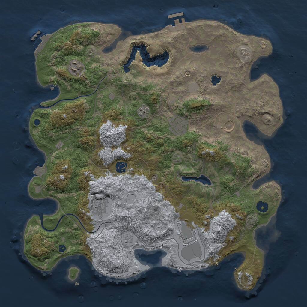 Rust Map: Procedural Map, Size: 4000, Seed: 49617837, 13 Monuments