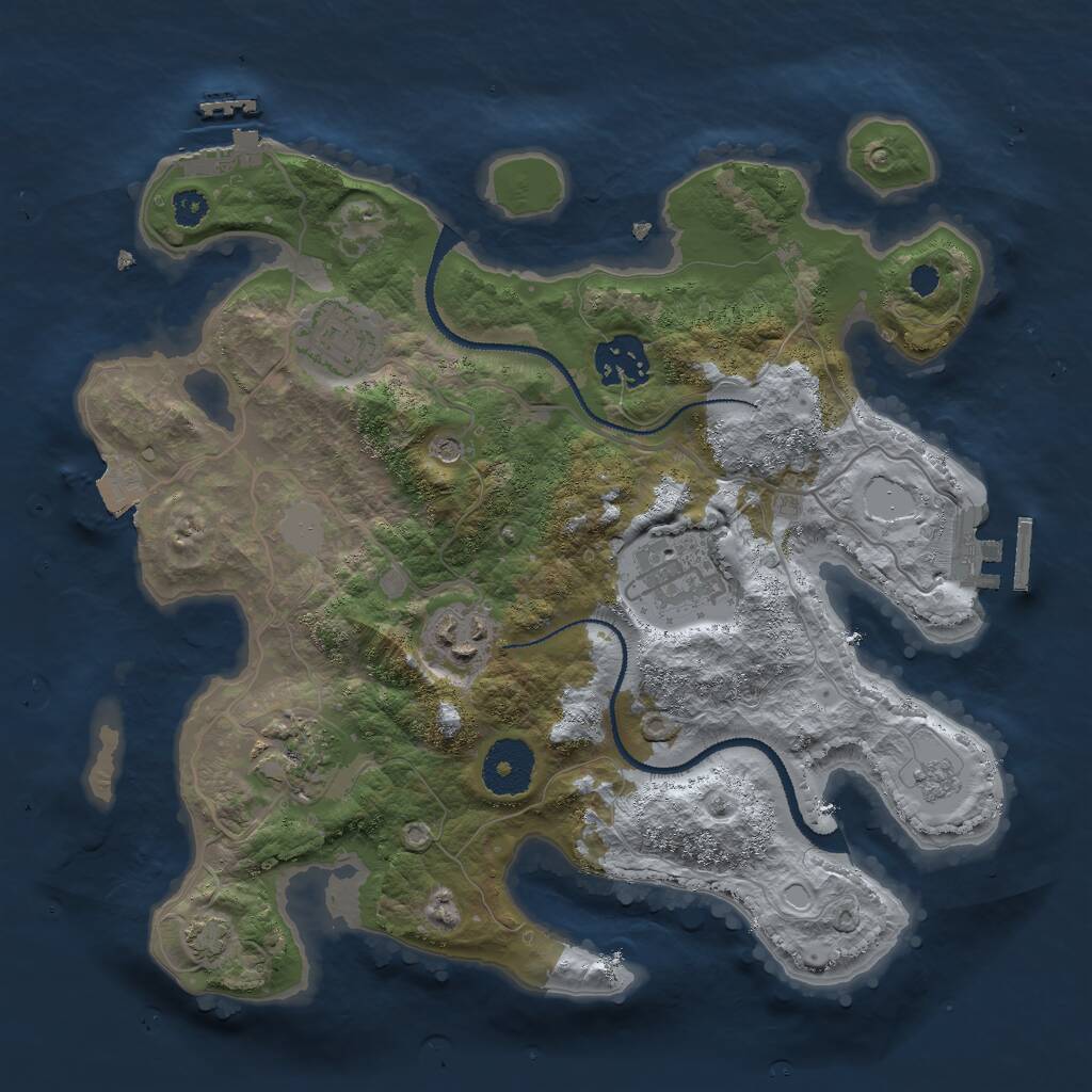 Rust Map: Procedural Map, Size: 3000, Seed: 1820669000, 11 Monuments