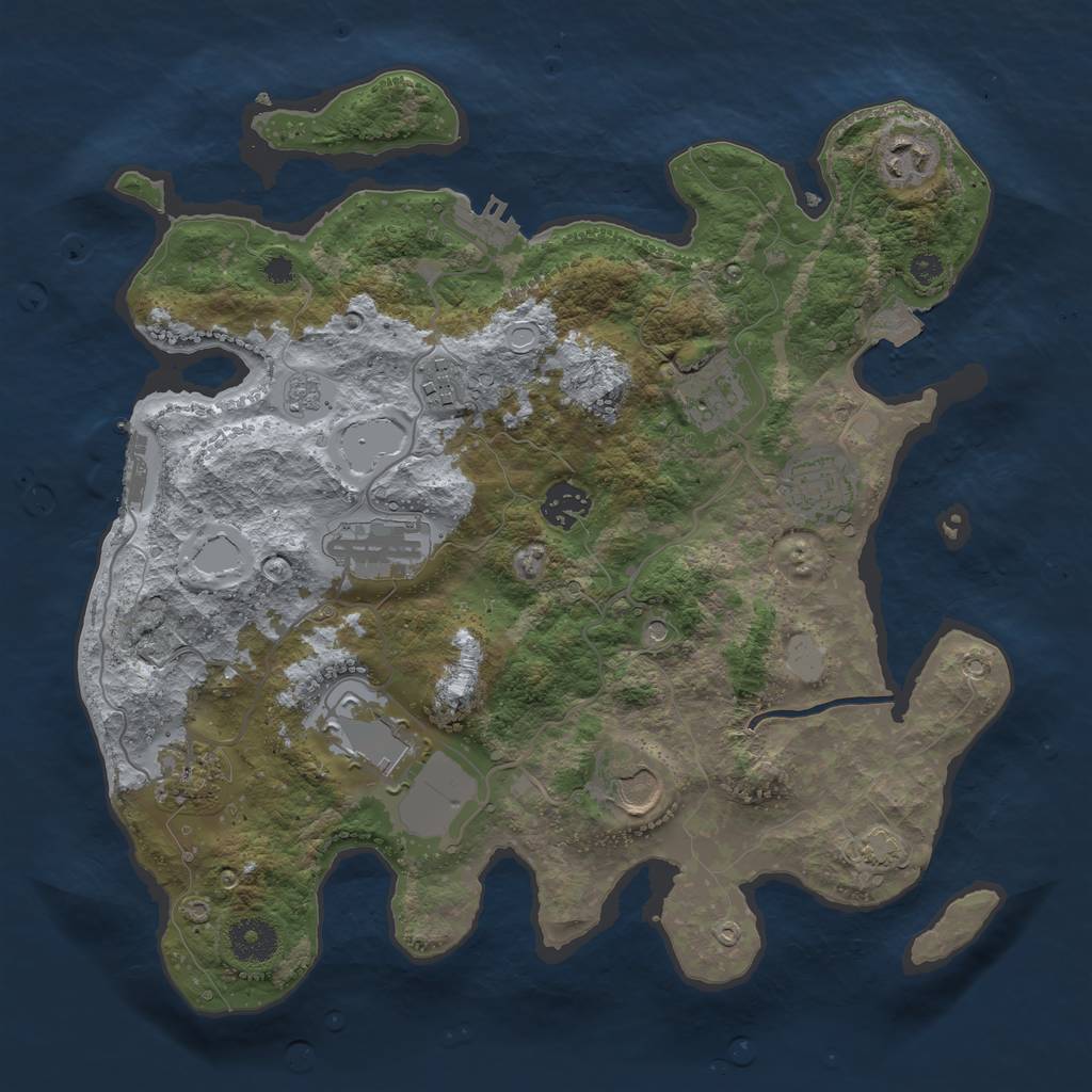 Rust Map: Procedural Map, Size: 3500, Seed: 1107497916, 17 Monuments