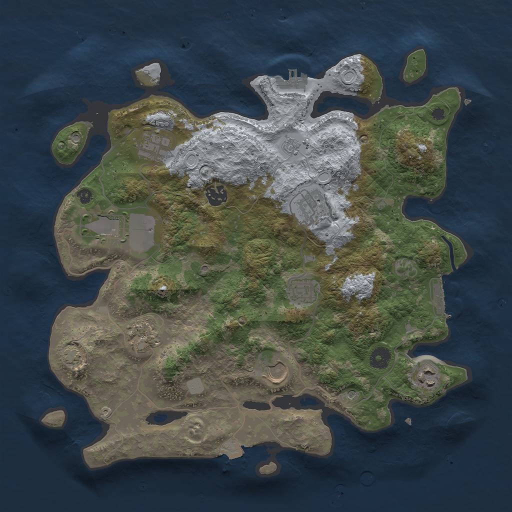 Rust Map: Procedural Map, Size: 3600, Seed: 24546496, 16 Monuments