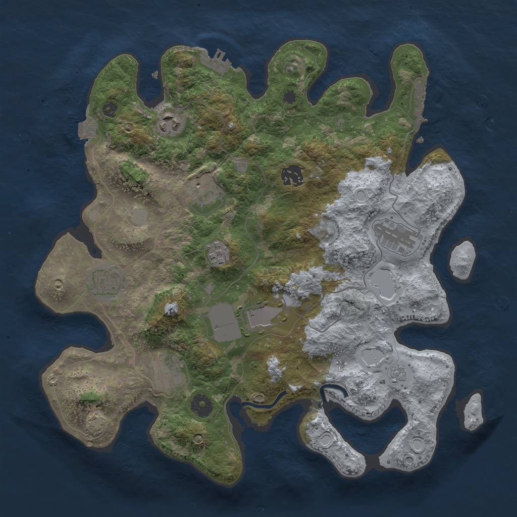 Rust Map: Procedural Map, Size: 3500, Seed: 83831986, 15 Monuments