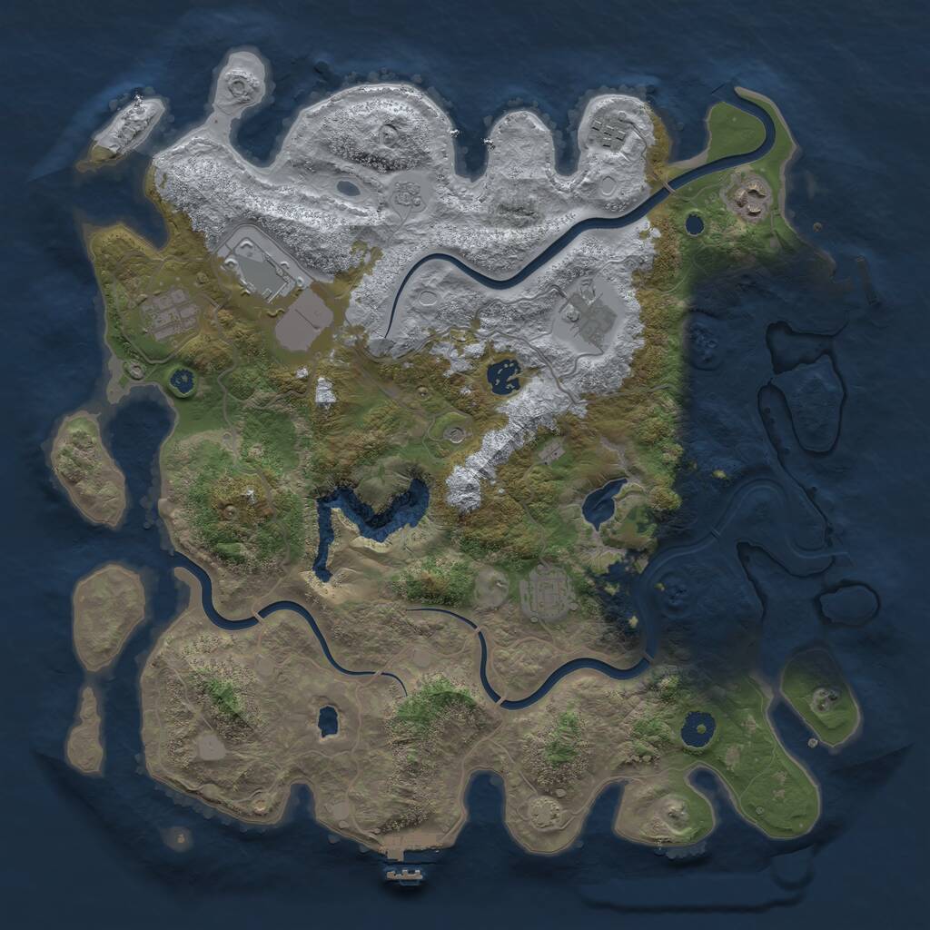Rust Map: Procedural Map, Size: 4000, Seed: 1167499157, 13 Monuments