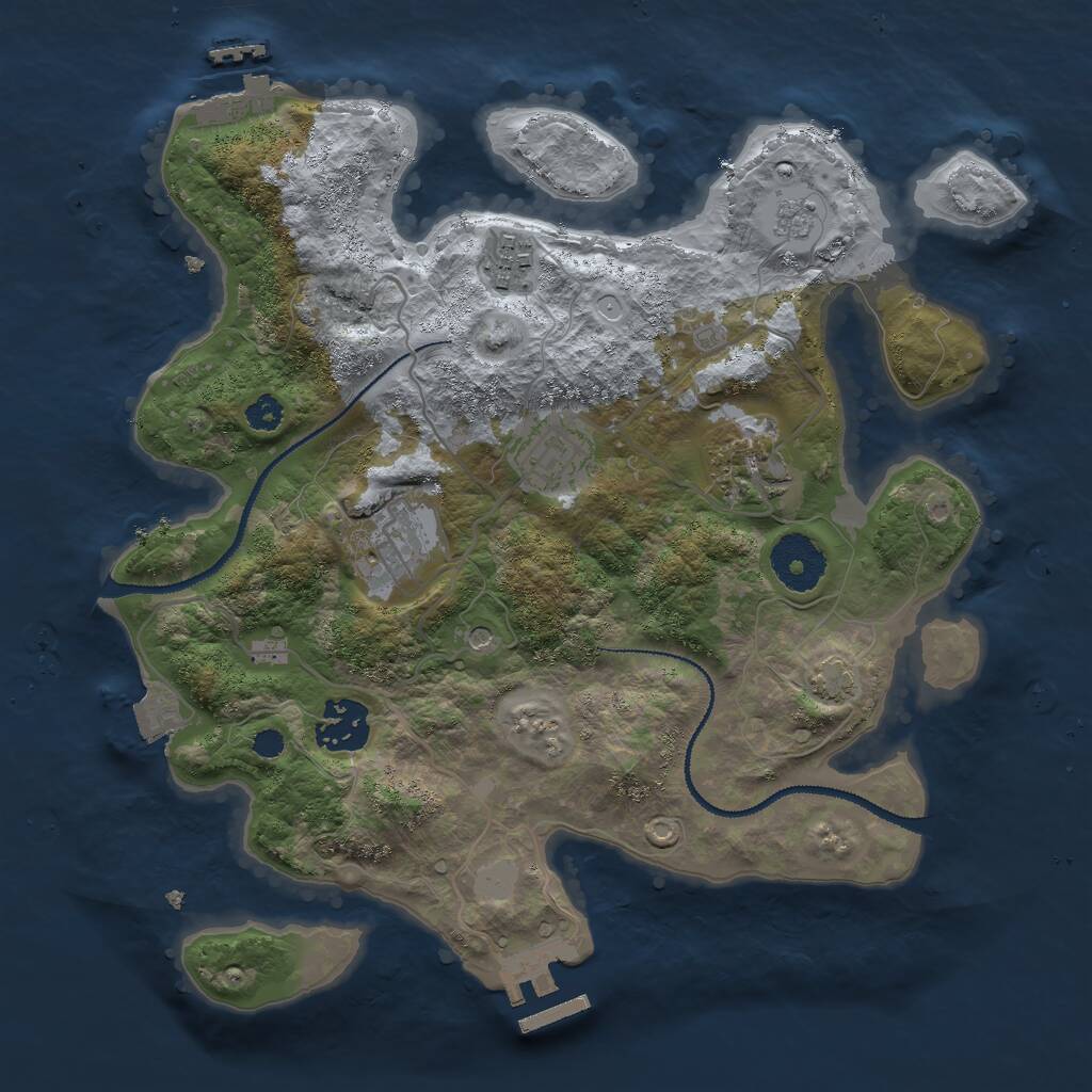 Rust Map: Procedural Map, Size: 3000, Seed: 392321403, 11 Monuments