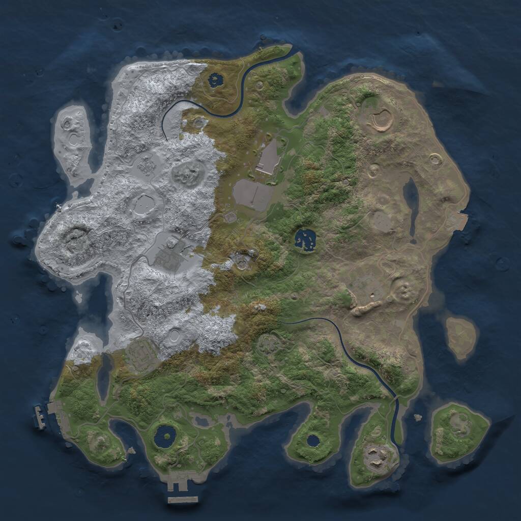 Rust Map: Procedural Map, Size: 3500, Seed: 1178385930, 13 Monuments