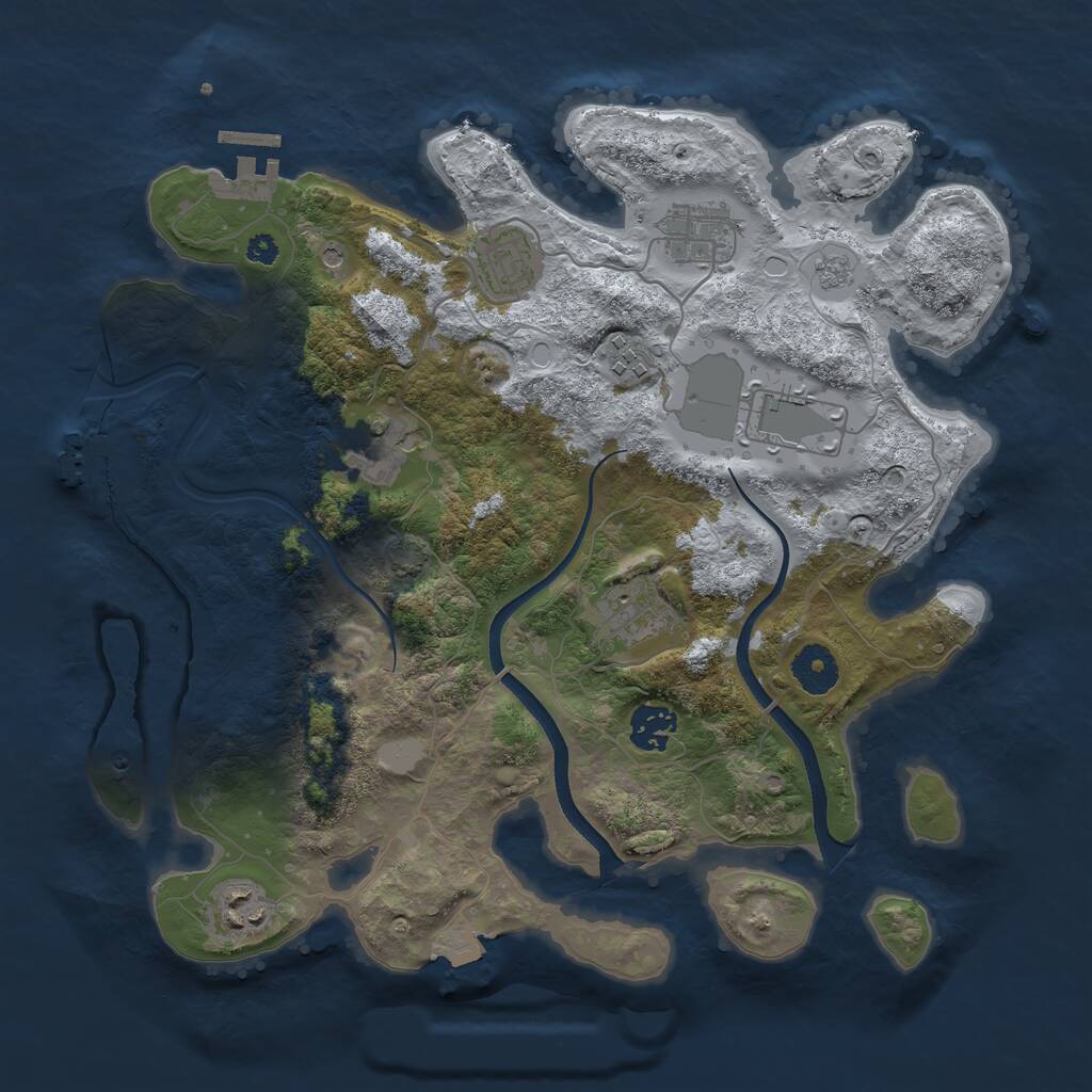 Rust Map: Procedural Map, Size: 3500, Seed: 1737876867, 14 Monuments