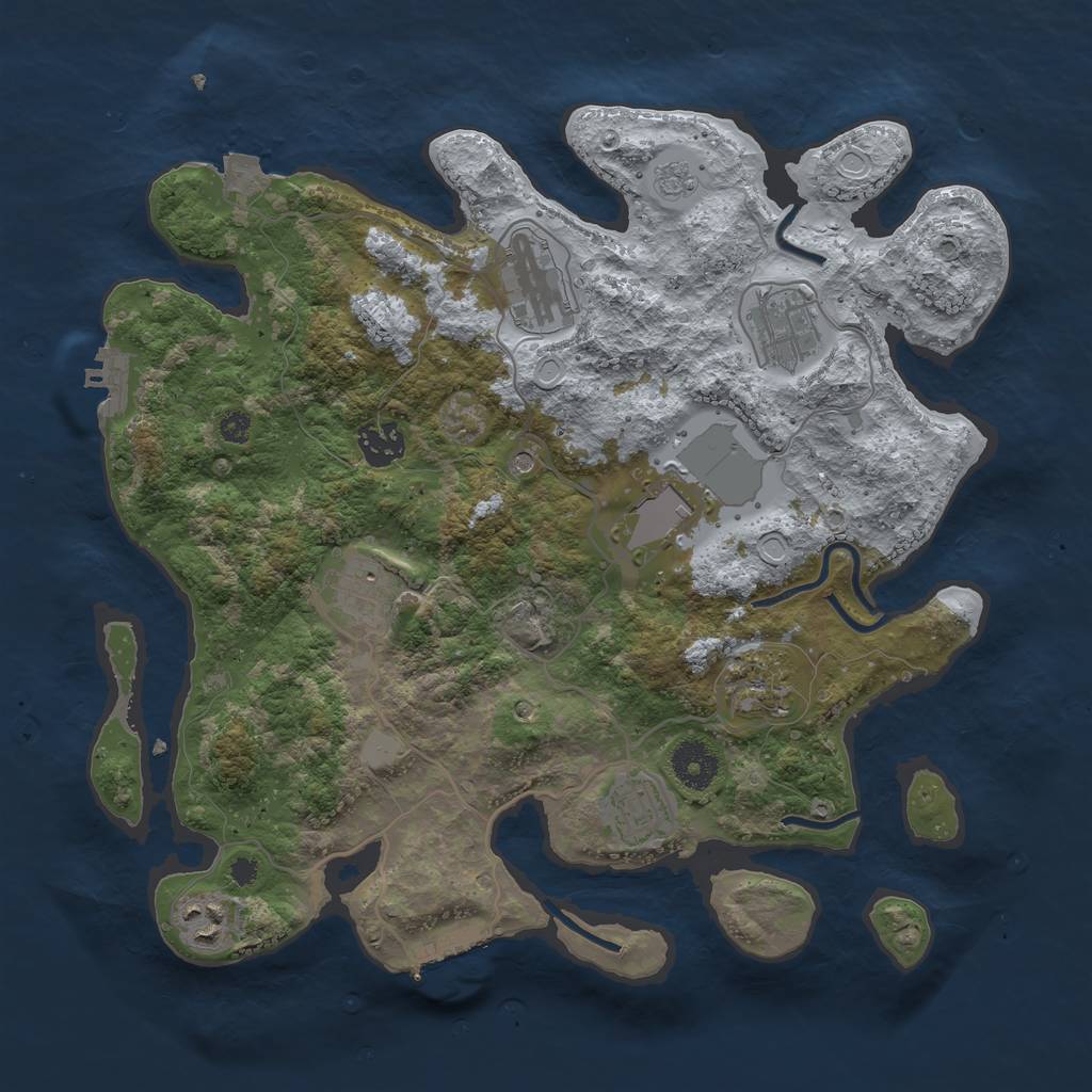 Rust Map: Procedural Map, Size: 3500, Seed: 1737876867, 15 Monuments