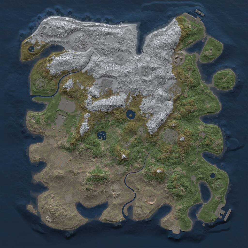 Rust Map: Procedural Map, Size: 3900, Seed: 42325848, 16 Monuments