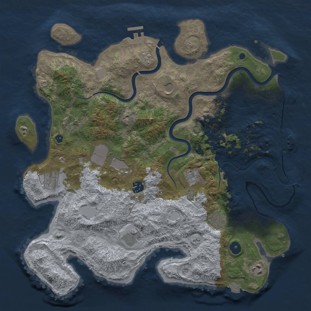 Rust Map: Procedural Map, Size: 3996, Seed: 2147483647, 16 Monuments