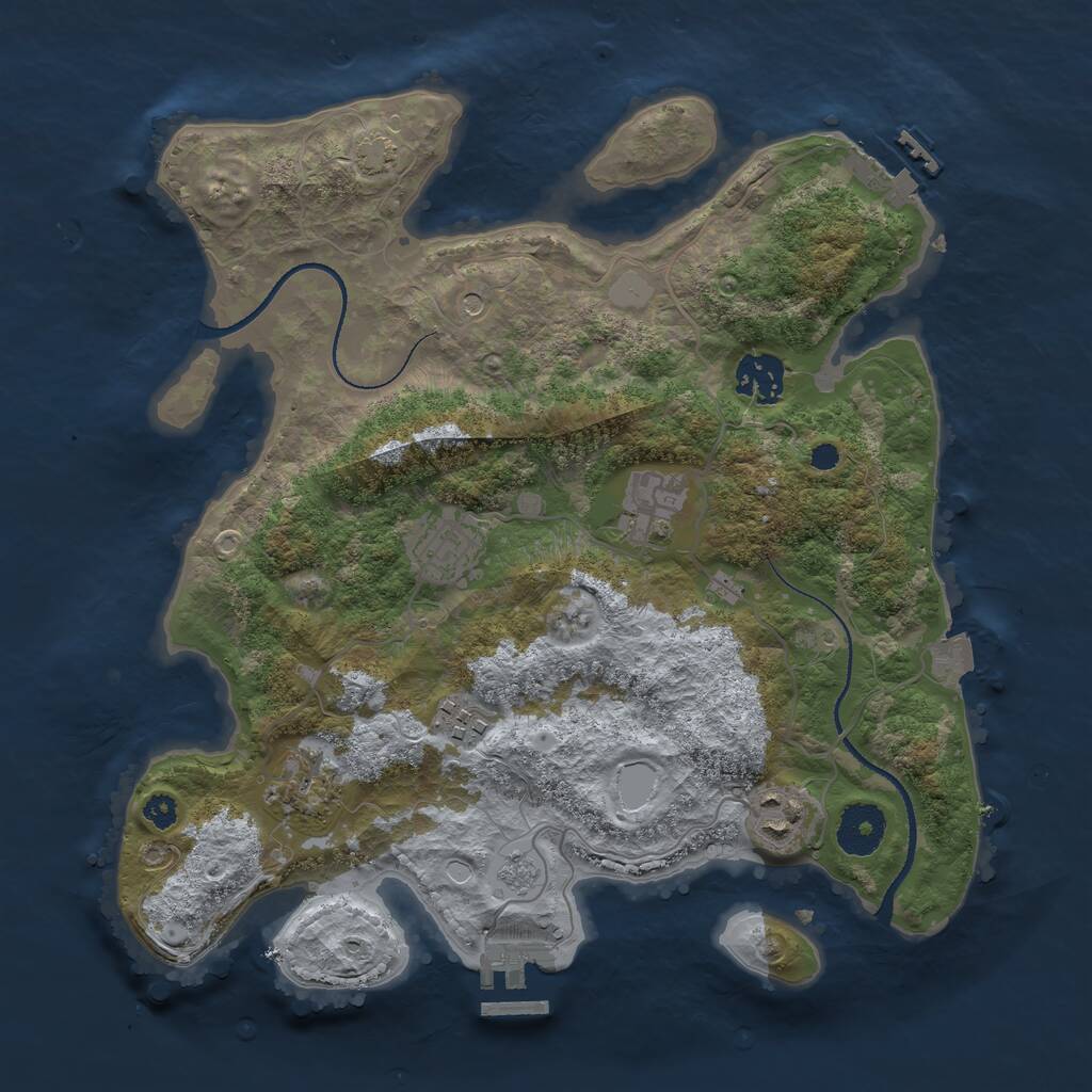 Rust Map: Procedural Map, Size: 3250, Seed: 703217567, 12 Monuments