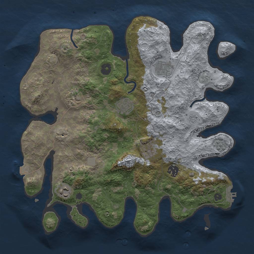 Rust Map: Procedural Map, Size: 3400, Seed: 91268044, 14 Monuments