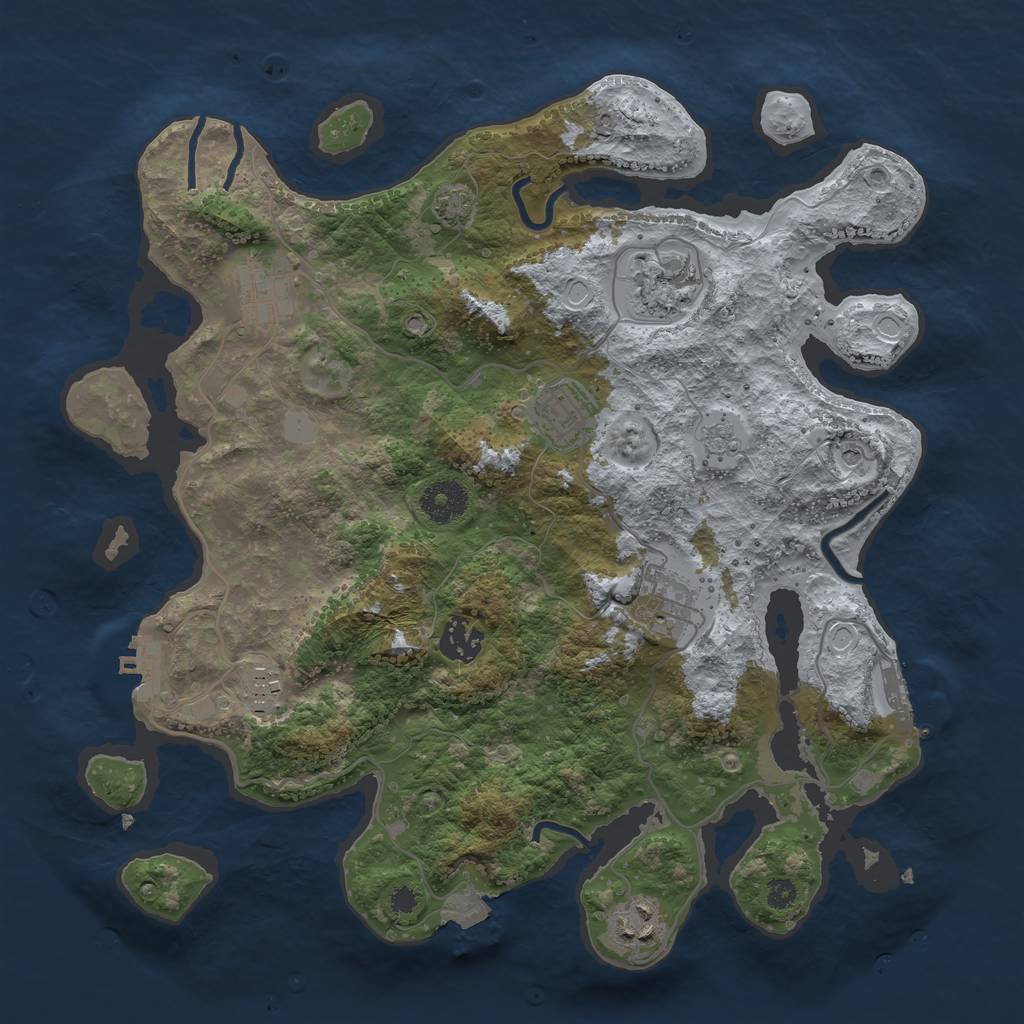 Rust Map: Procedural Map, Size: 3450, Seed: 41404261, 15 Monuments