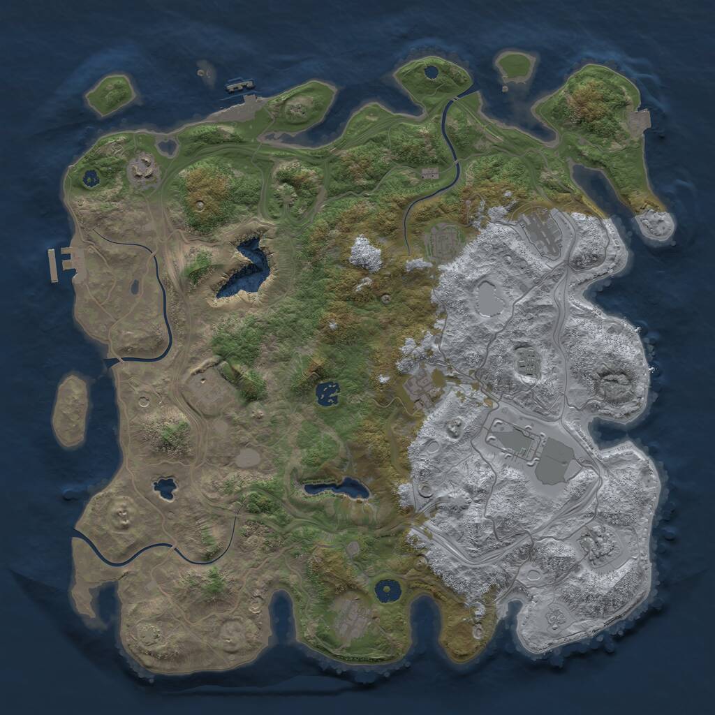 Rust Map: Procedural Map, Size: 4300, Seed: 91885846, 16 Monuments