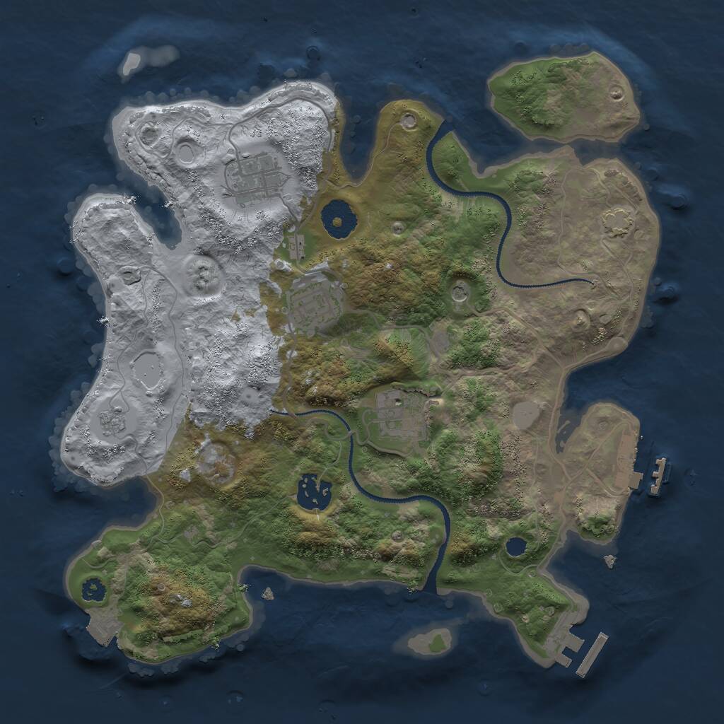 Rust Map: Procedural Map, Size: 3000, Seed: 147208459, 10 Monuments