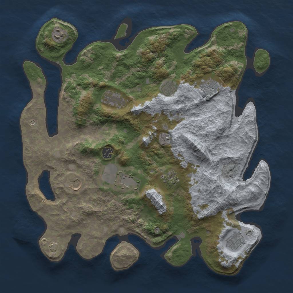 Rust Map: Barren, Size: 4000, Seed: 117984855, 14 Monuments