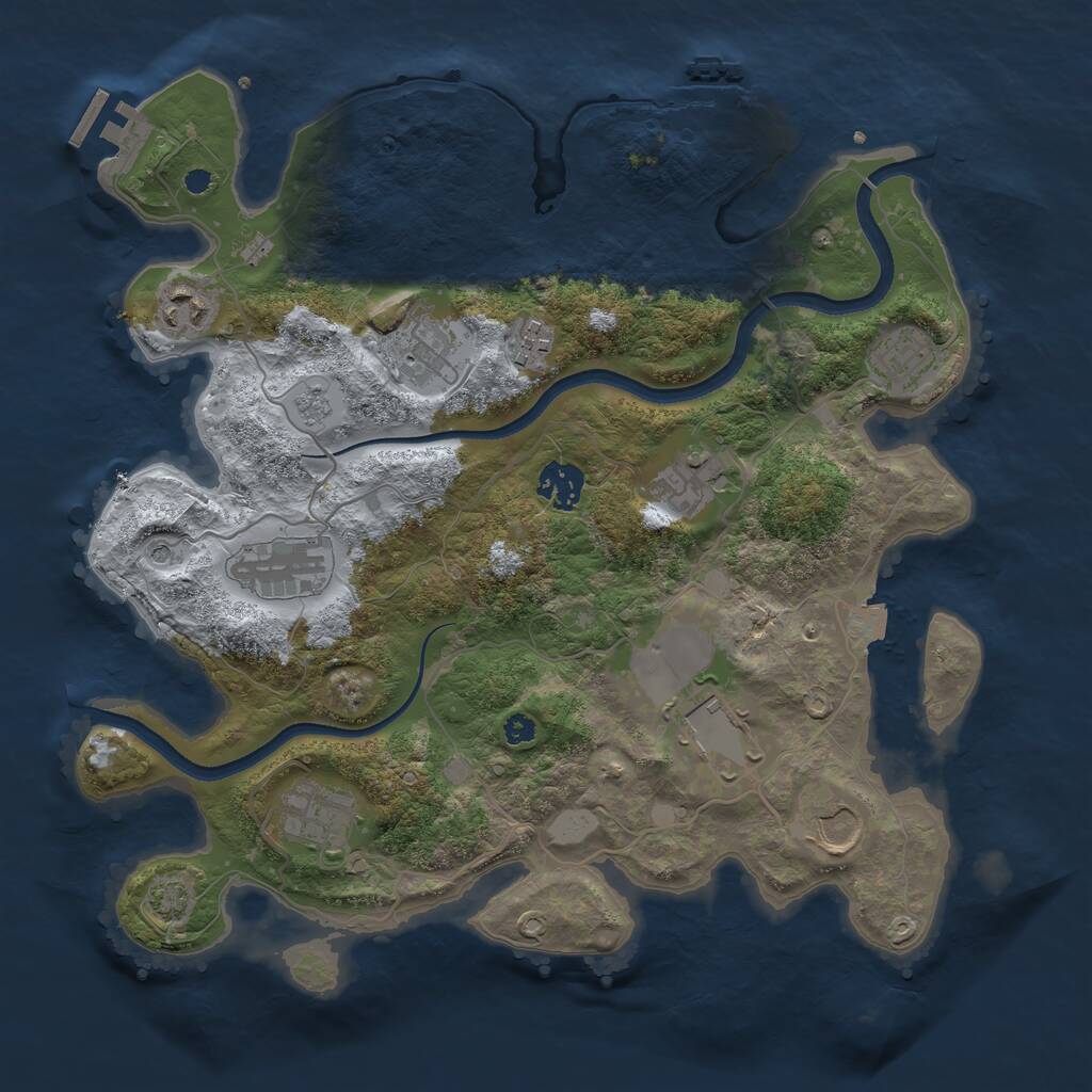Rust Map: Procedural Map, Size: 3500, Seed: 10446876, 16 Monuments