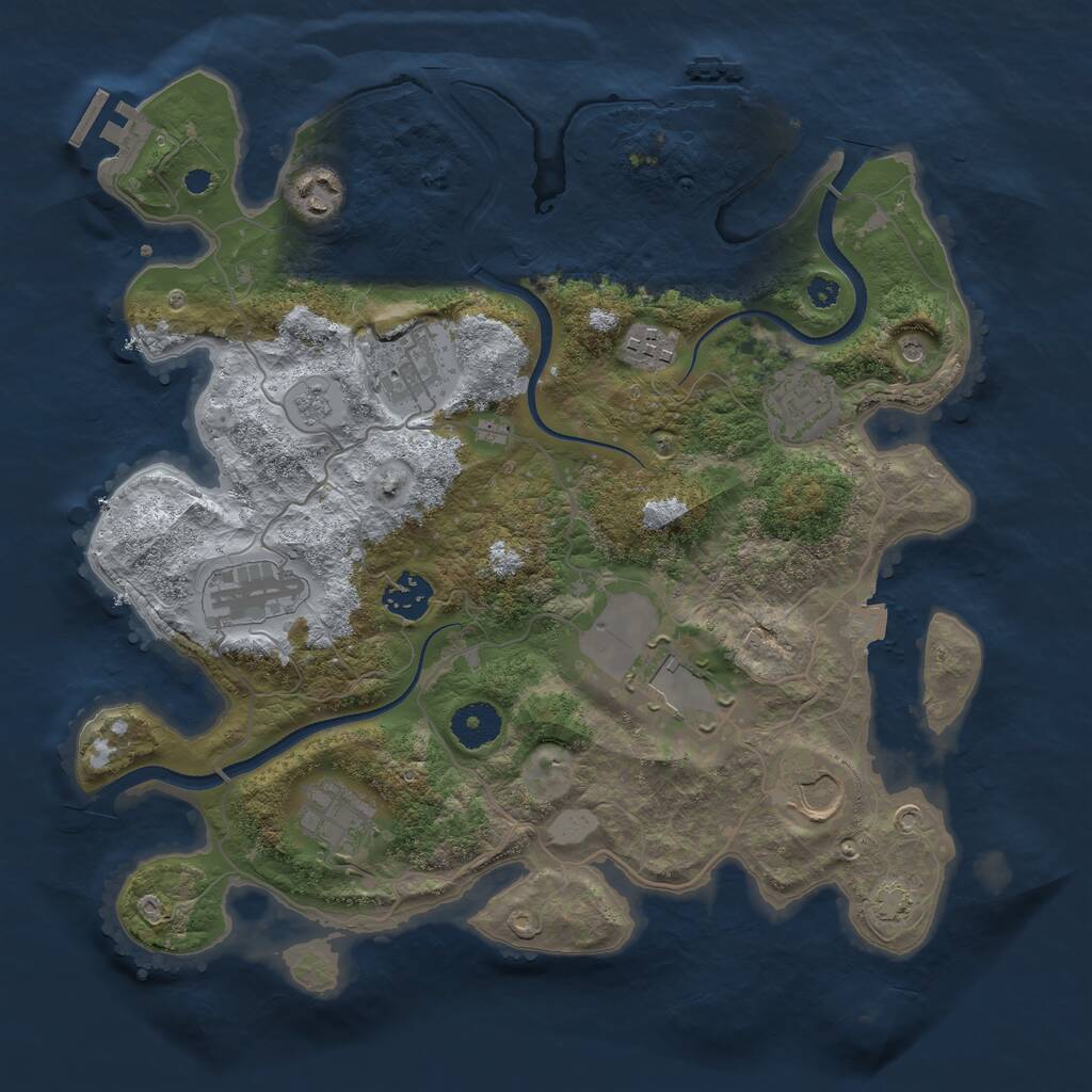 Rust Map: Procedural Map, Size: 3500, Seed: 10446876, 15 Monuments