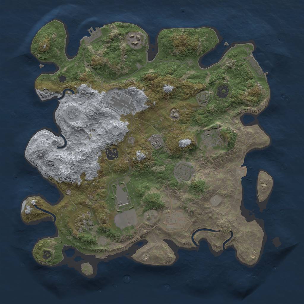 Rust Map: Procedural Map, Size: 3500, Seed: 10446876, 16 Monuments