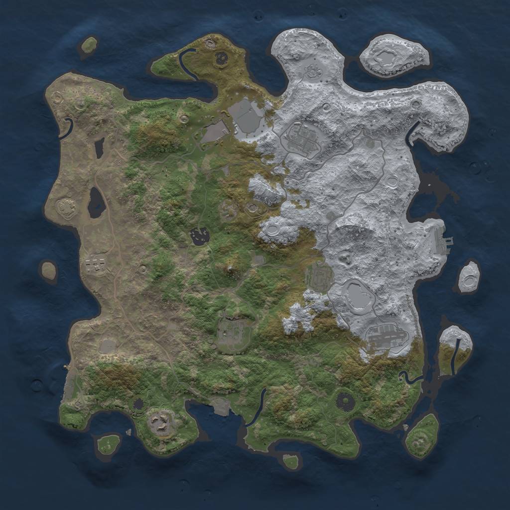 Rust Map: Procedural Map, Size: 4000, Seed: 1557153036, 16 Monuments