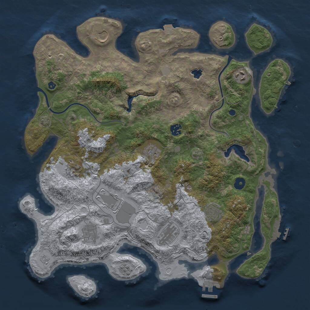 Rust Map: Procedural Map, Size: 4000, Seed: 1138551358, 16 Monuments
