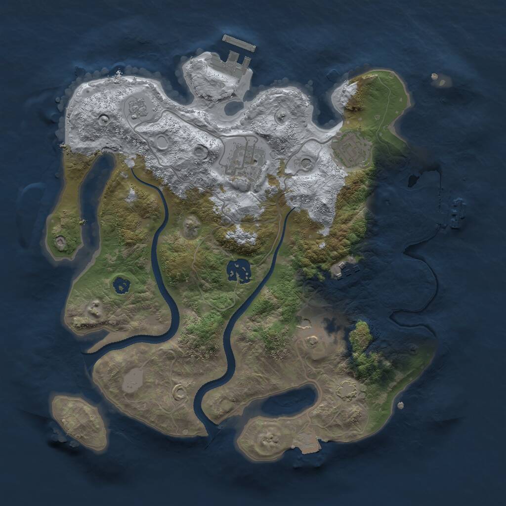 Rust Map: Procedural Map, Size: 3000, Seed: 5665343, 11 Monuments