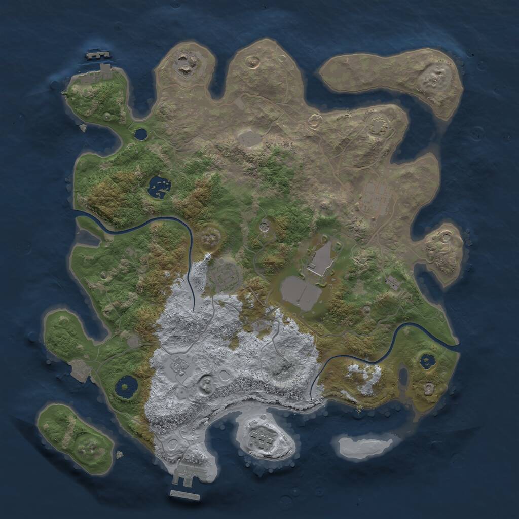 Rust Map: Procedural Map, Size: 3500, Seed: 951737570, 12 Monuments