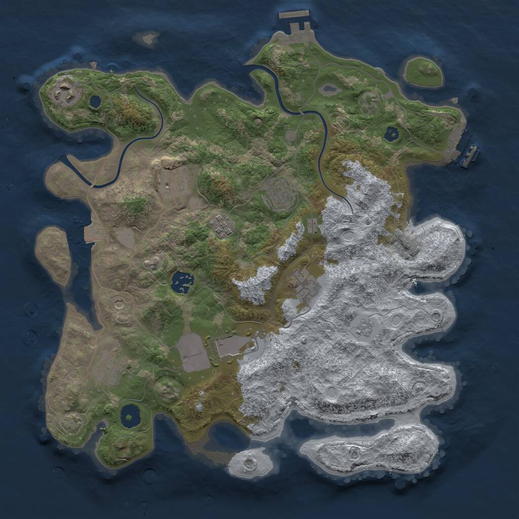 Rust Map: Procedural Map, Size: 3500, Seed: 325330756, 14 Monuments