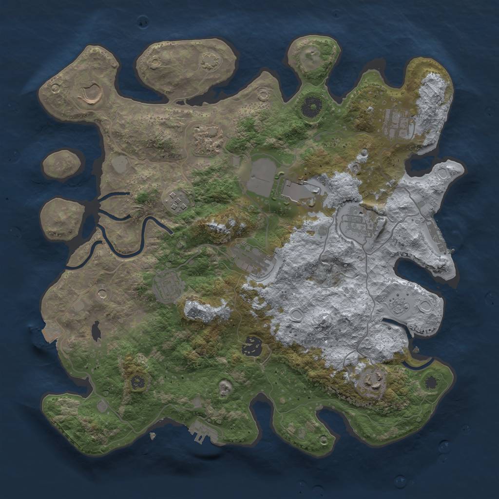 Rust Map: Procedural Map, Size: 3600, Seed: 68880931, 18 Monuments