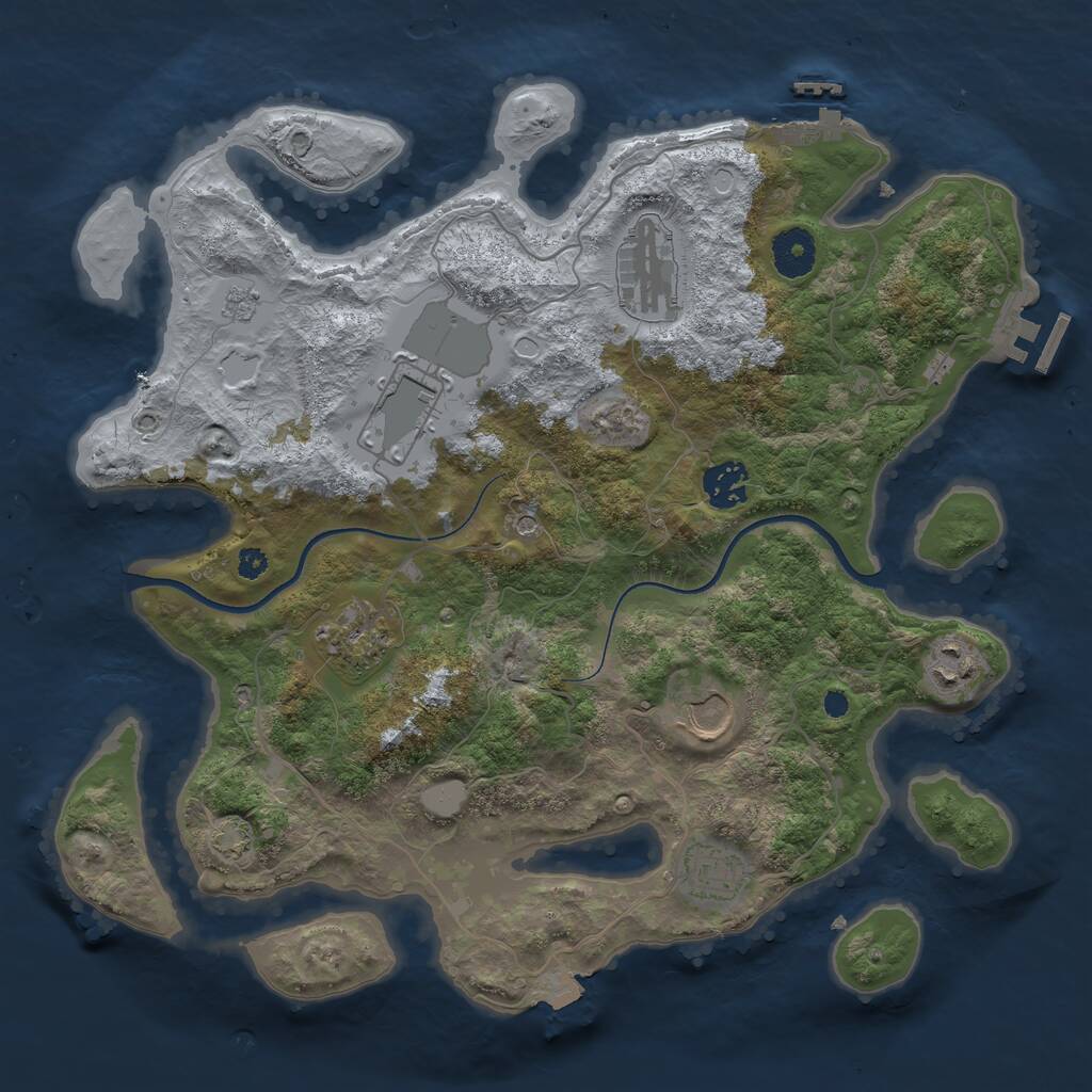 Rust Map: Procedural Map, Size: 3500, Seed: 163150599, 13 Monuments