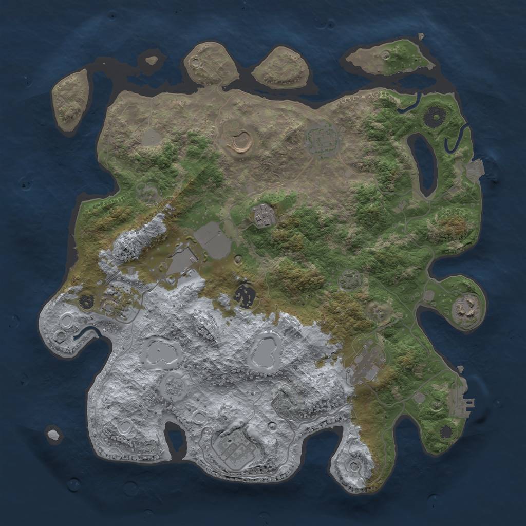 Rust Map: Procedural Map, Size: 3650, Seed: 2117861, 16 Monuments