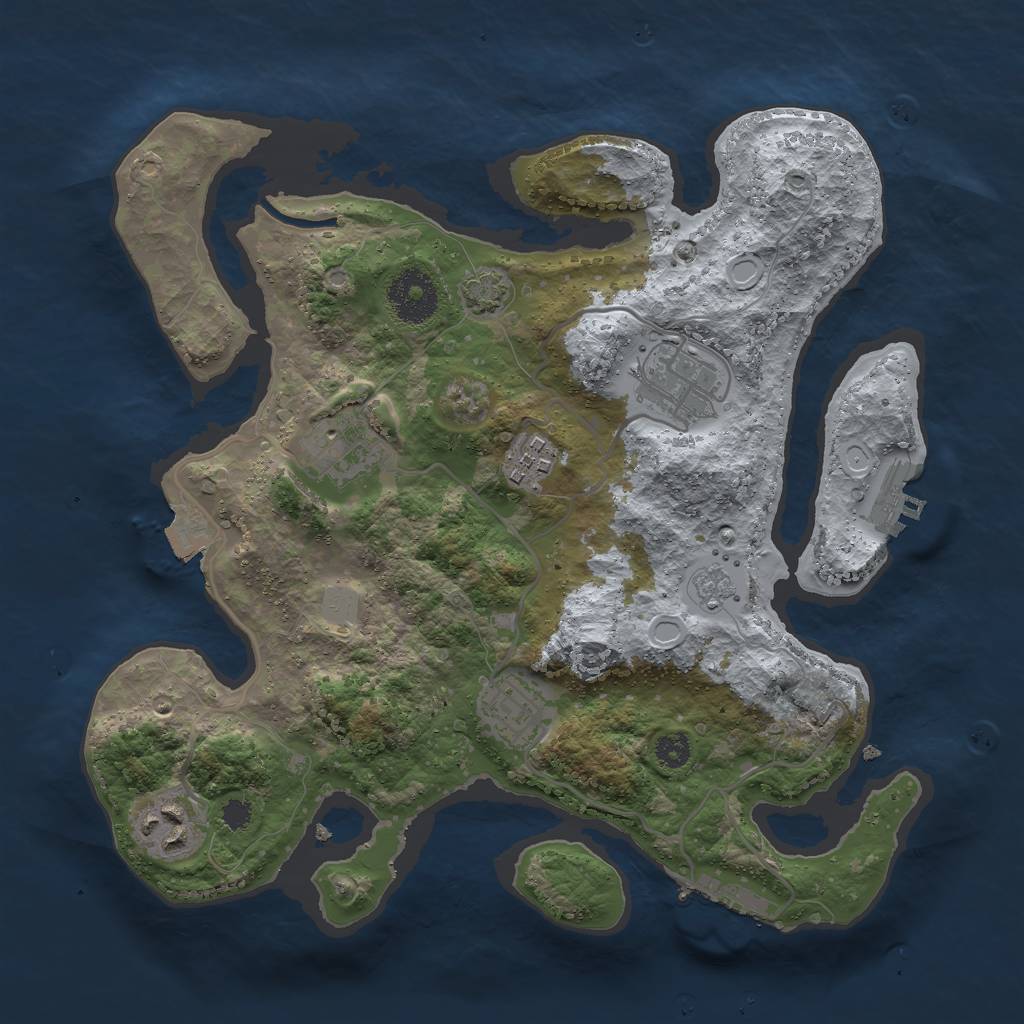 Rust Map: Procedural Map, Size: 3000, Seed: 56465435, 12 Monuments