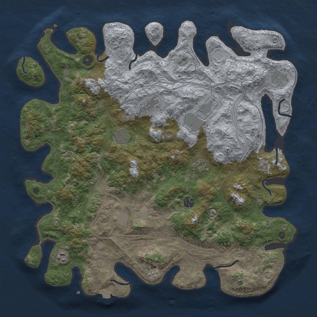 Rust Map: Procedural Map, Size: 4500, Seed: 601631559, 15 Monuments