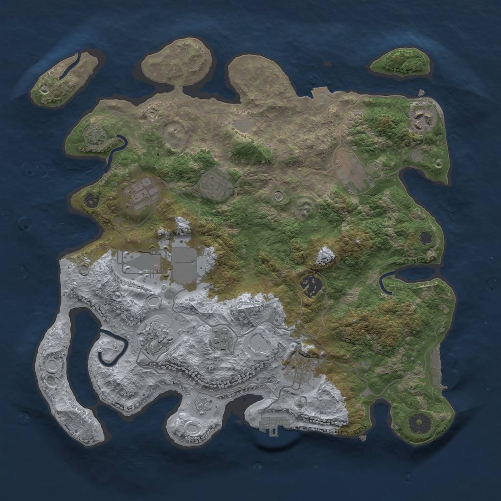 Rust Map: Procedural Map, Size: 3500, Seed: 508092122, 17 Monuments