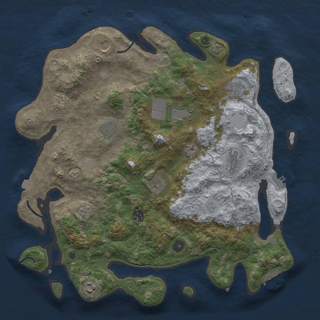 Rust Map: Procedural Map, Size: 4000, Seed: 332191810, 18 Monuments