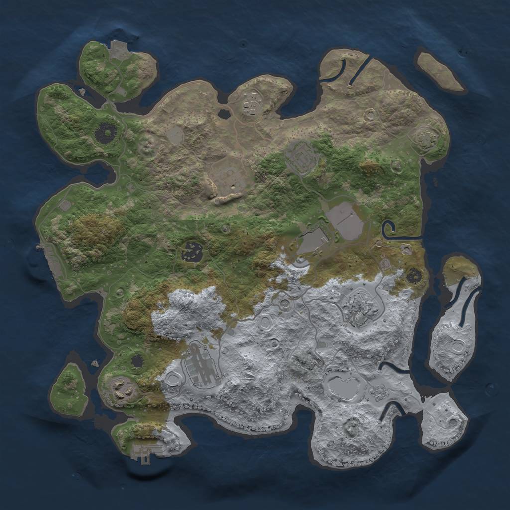 Rust Map: Procedural Map, Size: 3500, Seed: 820653, 16 Monuments