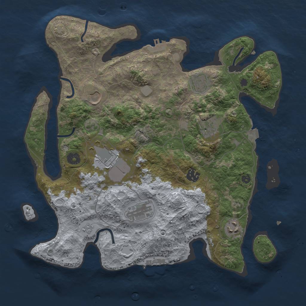 Rust Map: Procedural Map, Size: 3500, Seed: 443602104, 14 Monuments